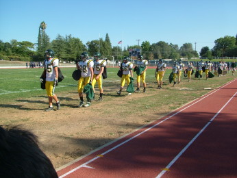 Almost half of the JV football team is shown prior to their game against Casa Roble.